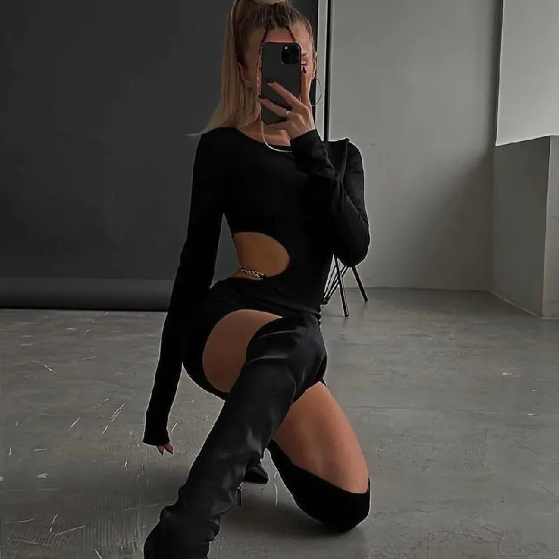Symmetry Luxe™ Midnight Aura Cut-Out Dress