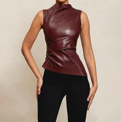 Symmetry Luxe™ - Asymmetrical Leather Top