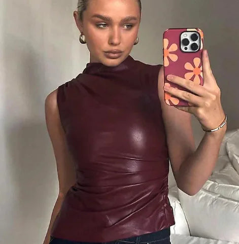 Symmetry Luxe™ - Asymmetrical Leather Top